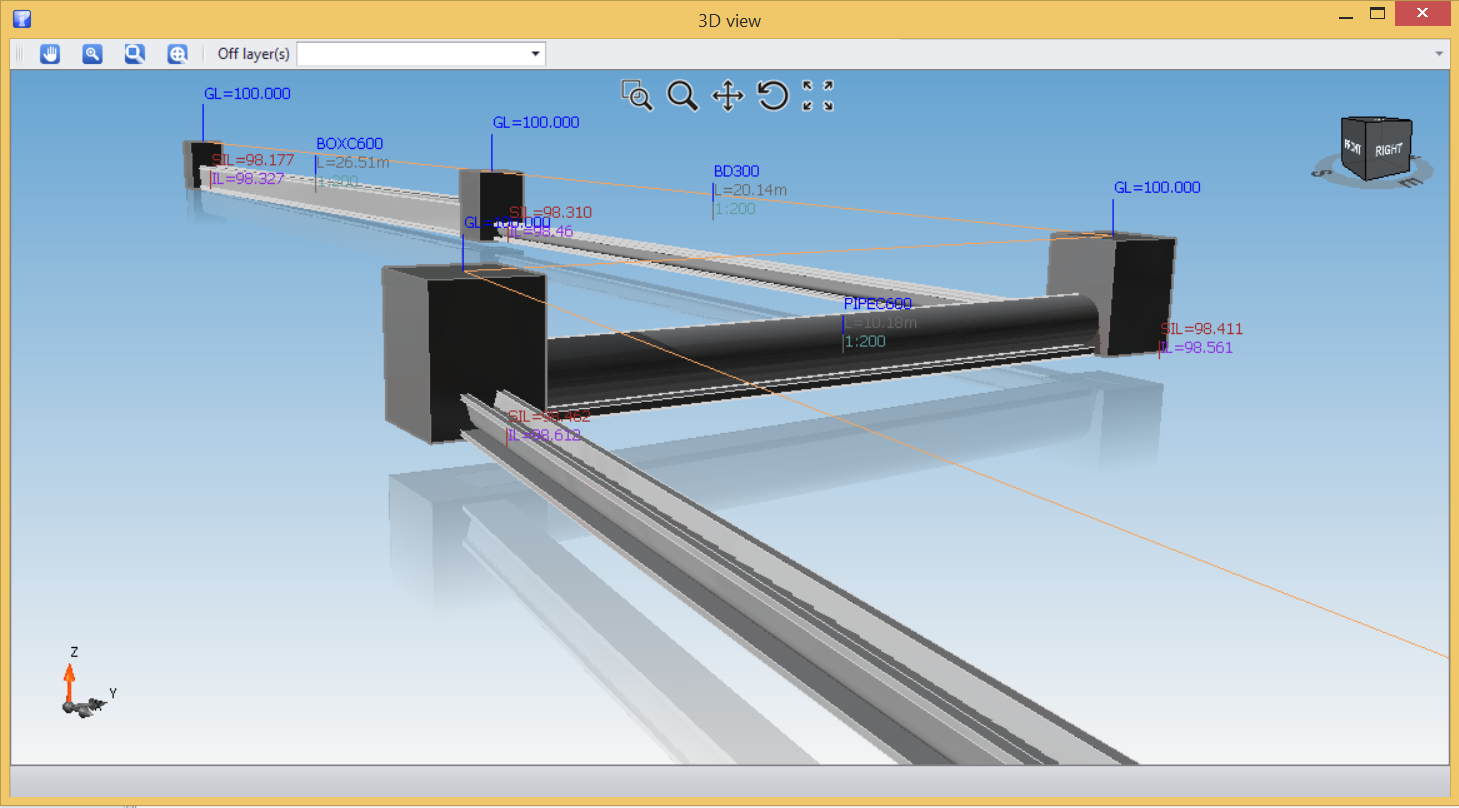 "Drain 3D view"
