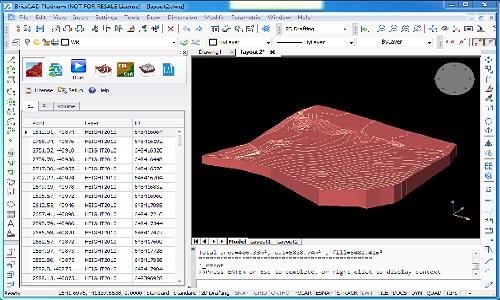 "Earthworks 3D contour in Bricscad"