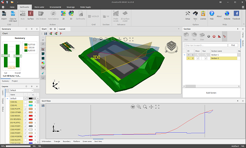 "3D/2D section cut in ZeonEarth"