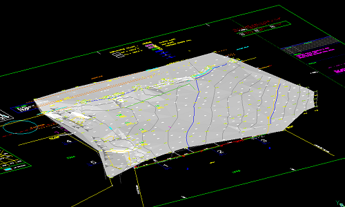 "3D terrain with contour lines"